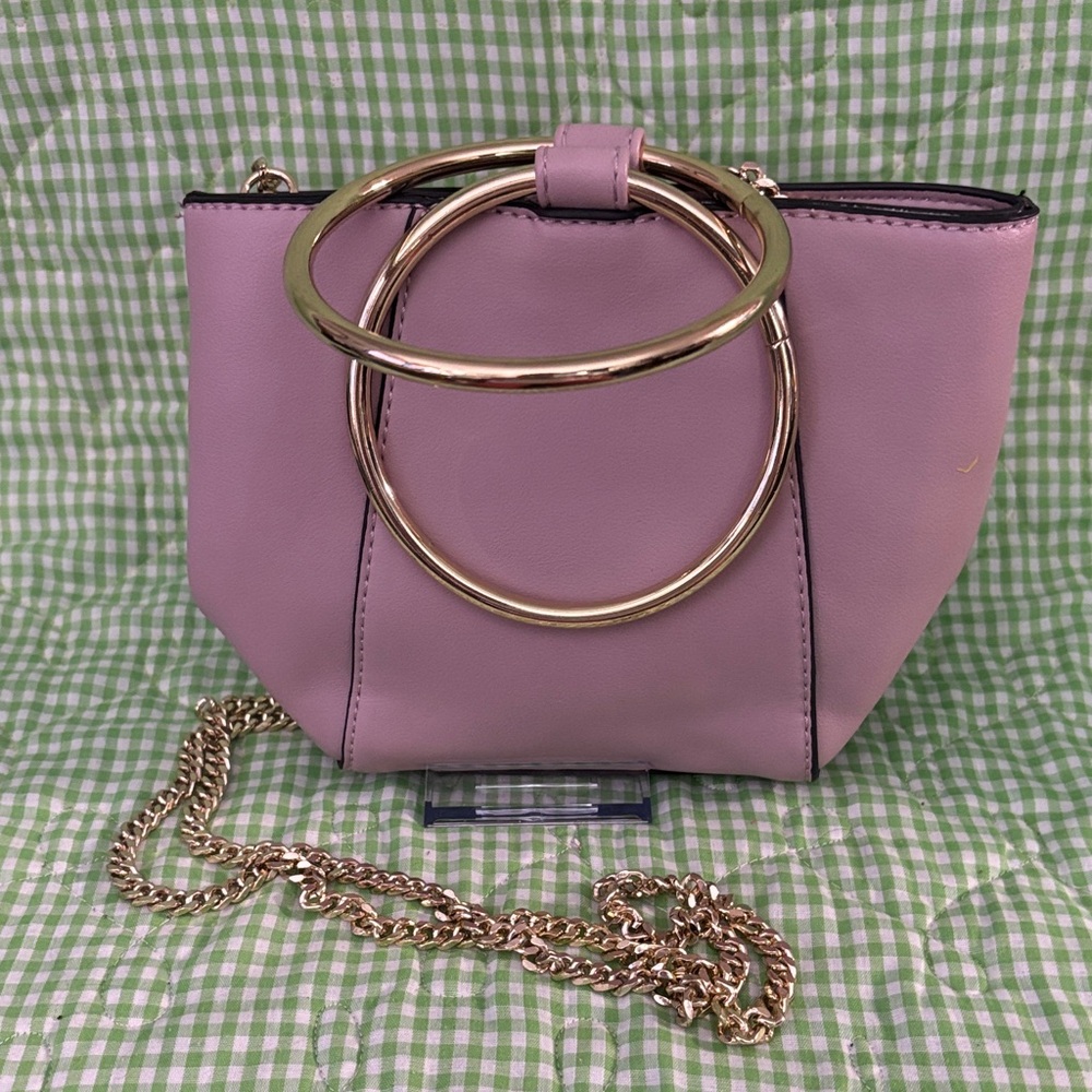 Gold and Purple Structured Clutch with Chain Strap